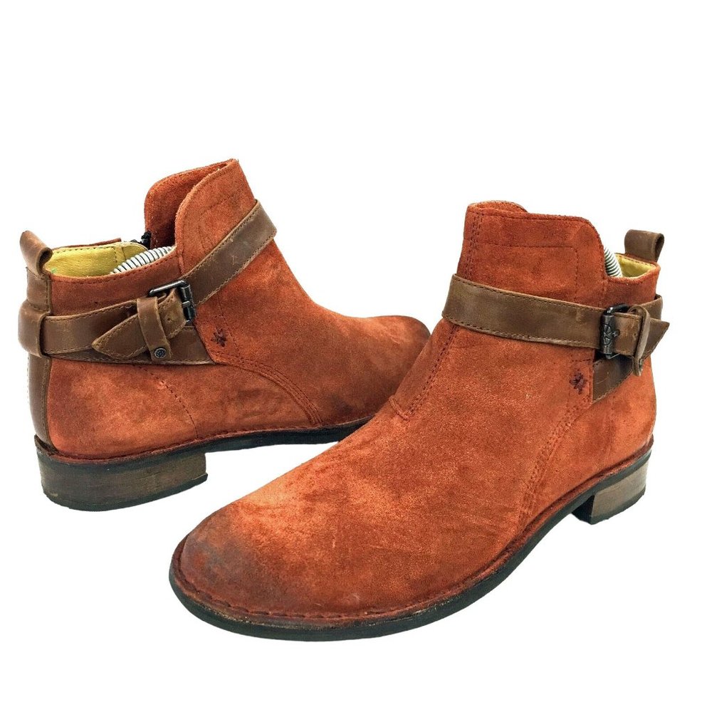 BUSSOLA Sevilla Scotch Brown Suede Leather‎ Zip Booties